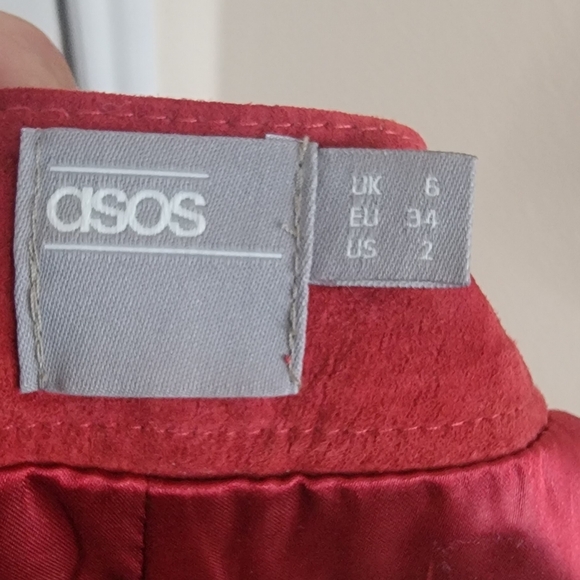 ASOS red suede wrap skirt size 2 - Picture 5 of 7